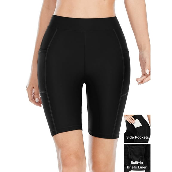 BeautyIn Swim Shorts for Women with Pockets High Waisted Long Board Shorts