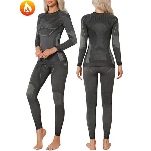 ANFERRY Womens Ski Thermal Set Sweat Wicking Seamless Warm Outfit Sets Crew Neck Base Layers Fall Winter