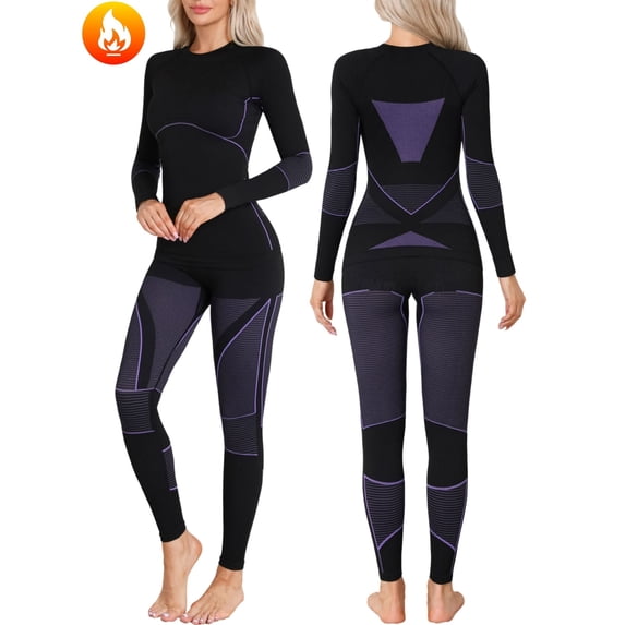 ANFERRY Womens Thermal Underwear Set Anti-Static Moisture Wicking Long Johns Seamless Crew Neck Ski Base Layer Cold Weather Outfit Sets