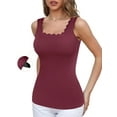 thumbnail image 1 of ANFERRY Women's Tank Tops Scalloped Square Neck Camisoles Sleeveless Built in Bras Athletic Casual Cami Shirts, 1 of 7