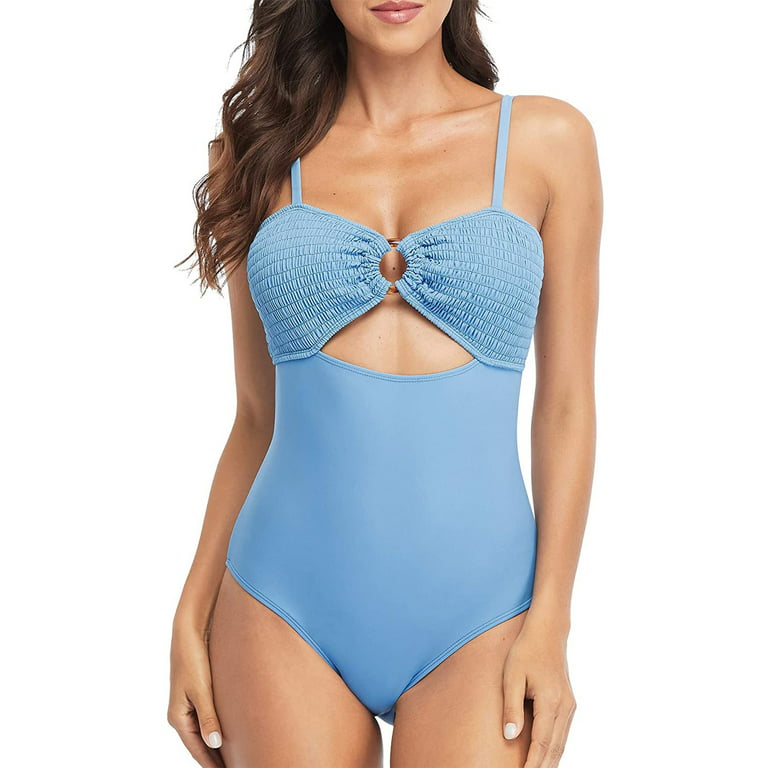 BeautyIn Women Knit Monokini Soild Swimsuit 1 Piece Beach Bathing Suit
