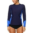 thumbnail image 1 of BeautyIn Women Long Sleeve Rash Guard Swimsuit Colorblock Swim Shirts, 1 of 6