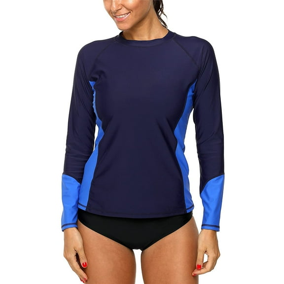 BeautyIn Women Long Sleeve Rash Guard Swimsuit Colorblock Swim Shirts