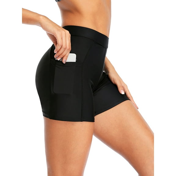 BeautyIn Women Swim Shorts with Pockets Solid Swim Board Shorts