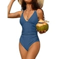 thumbnail image 1 of BeautyIn Women V Neck One Piece Swimsuits Double Strappy Monokini Bathing Suits, 1 of 7