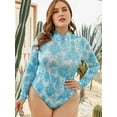 thumbnail image 1 of BeautyIn Women's Plus Size Rash Guard One Piece Swimsuit Back Zip High Cut Swimwear, 1 of 7