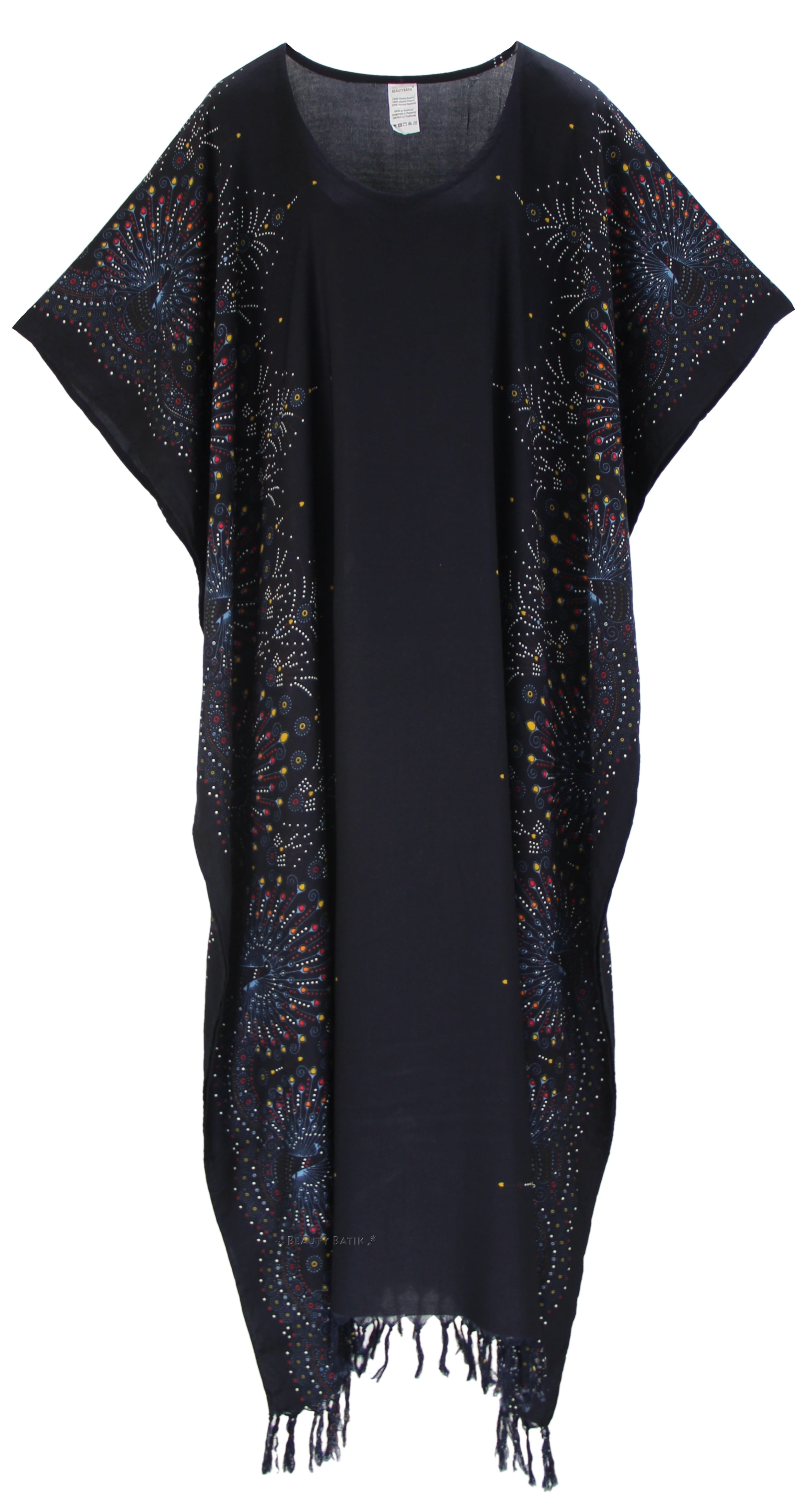 Kimono Sleeve multicolor Floral Polyester Kaftan For Plus Size Women