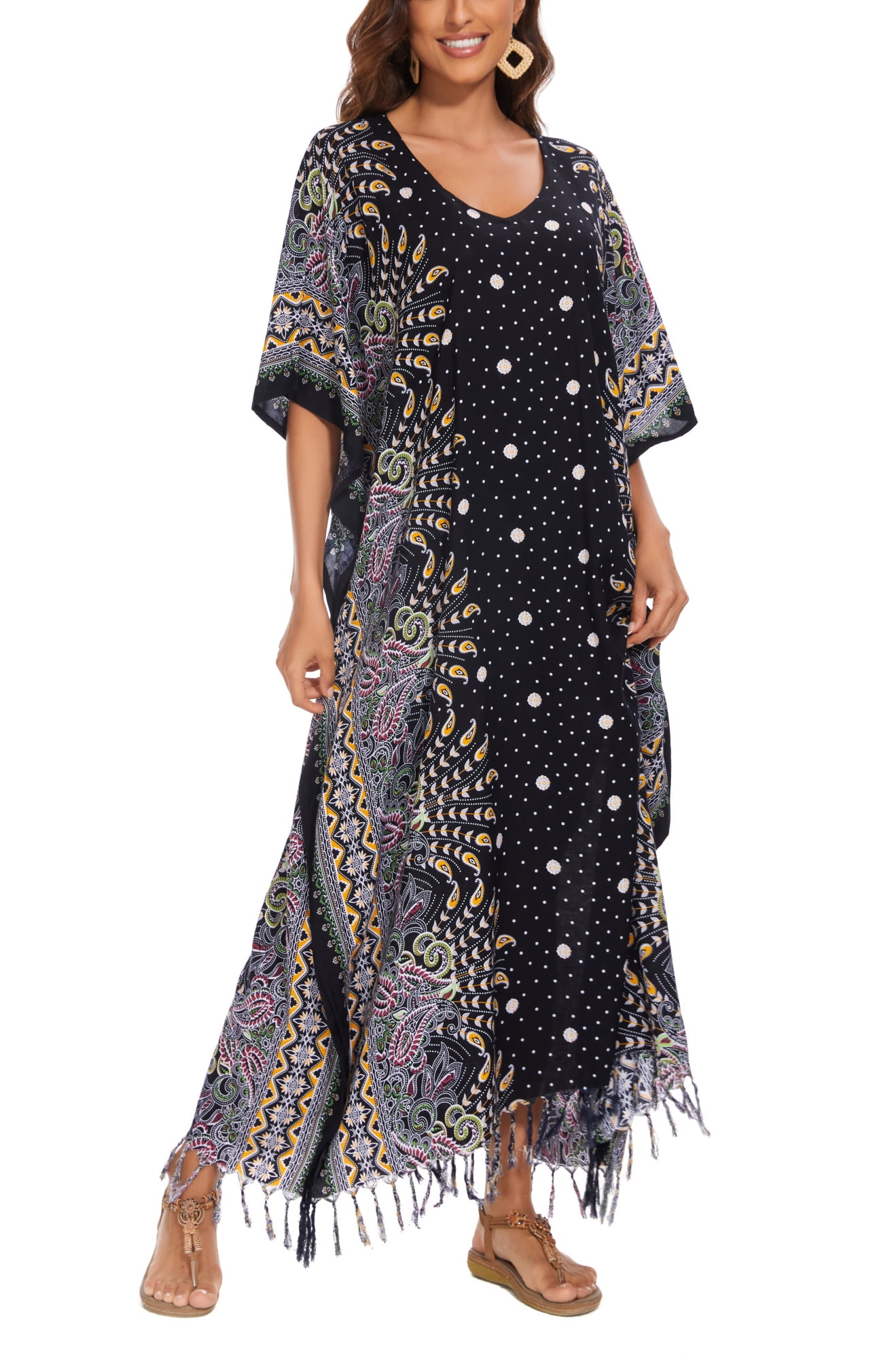 Beautybatik Damen Kaftan – Langes, Weites Batik-Kleid In Tie Dye Optik, Aus Weicher Viskose (Gr. XL Bis 4X)
