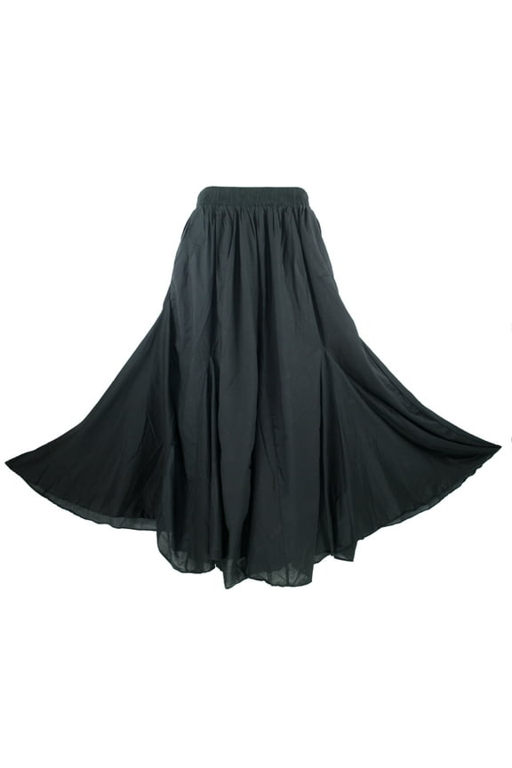 Black Women Cotton BOHO Gypsy Long Maxi Godet Flare Skirt 2X