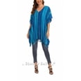 thumbnail image 1 of Beautybatik Blue Boho Stripe Caftan Women Tunic Top Blouse Plus Size 1X, 1 of 6
