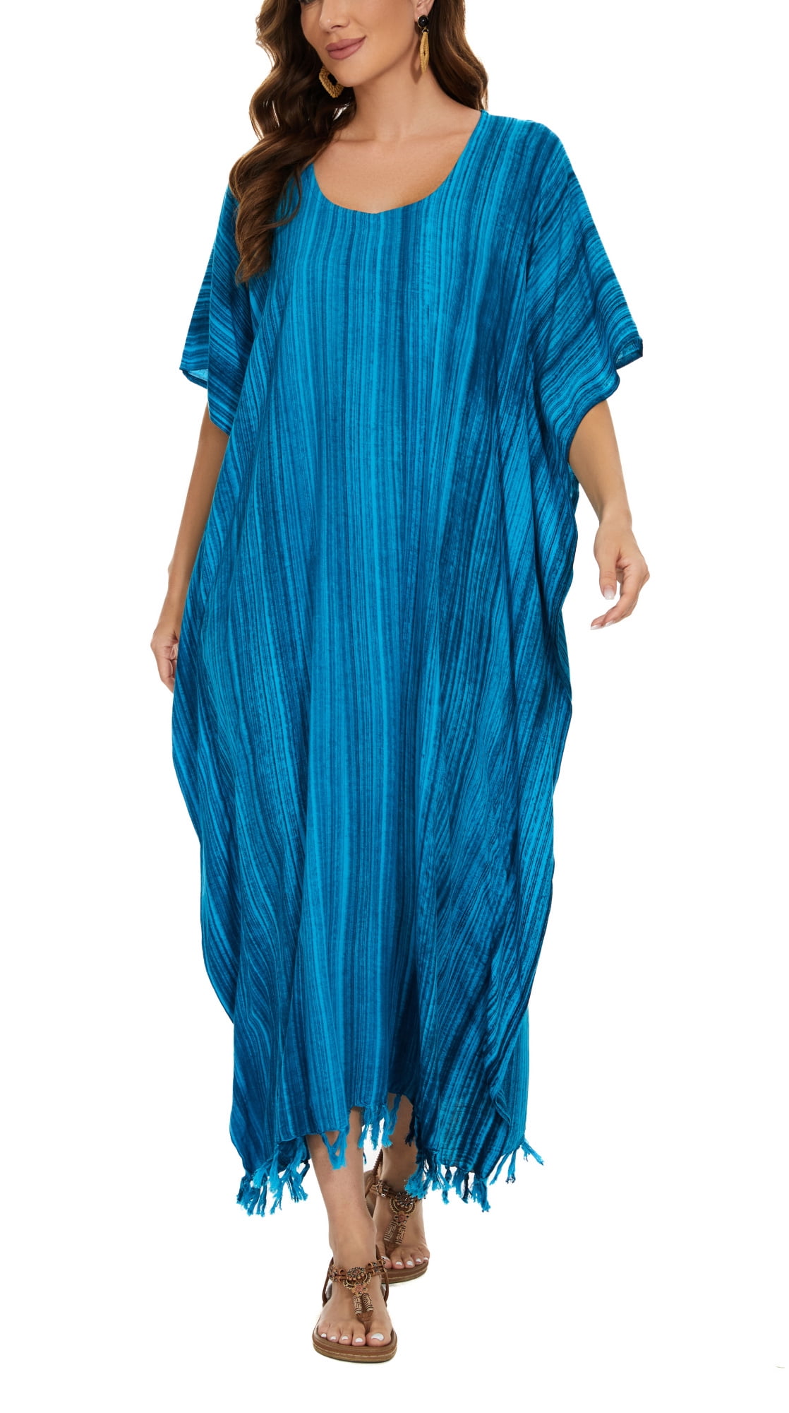 Beautybatik Vrouwen Hand Geblokkeerde Batik Rayon Caftan Kaftan Loungewear Maxi Plus Size Lange Jurk, Black-14621, 52 grote maten