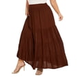 thumbnail image 1 of Beautybatik Brown Women Boho Gypsy Summer Elastic Waist Renaissance Maxi Flowy Long Tiered Plus Size Skirt XL, 1 of 5