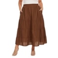 thumbnail image 1 of Beautybatik Brown Women Cotton BOHO Gypsy Long Maxi Tier Flare Skirt 2X, 1 of 5