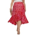 thumbnail image 1 of Beautybatik Fuchsia Women Batik Floral Print Long Flowy Pleated Elastic High Low Ruffle Skirt 3X, 1 of 5