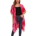 thumbnail image 1 of Beautybatik Fuchsia Women HIPPIE Gypsy Tie Dye Kimono Cardigan Shawl Wrap Swimsuit Cover Up Jacket One Size, 1 of 5
