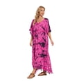 thumbnail image 1 of Beautybatik Fuchsia Women Hippie Tie Dye Caftan Kaftan Loungewear Maxi Plus Size Long Dress 4X, 1 of 6