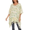 thumbnail image 1 of Beautybatik Moss green Batik Caftan Boho Hippie Women Tunic Top Blouse Plus Size 3X, 1 of 5