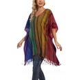 thumbnail image 1 of Beautybatik Multicoloured Boho Stripe Caftan Women Tunic Top Blouse Plus Size 4X, 1 of 6