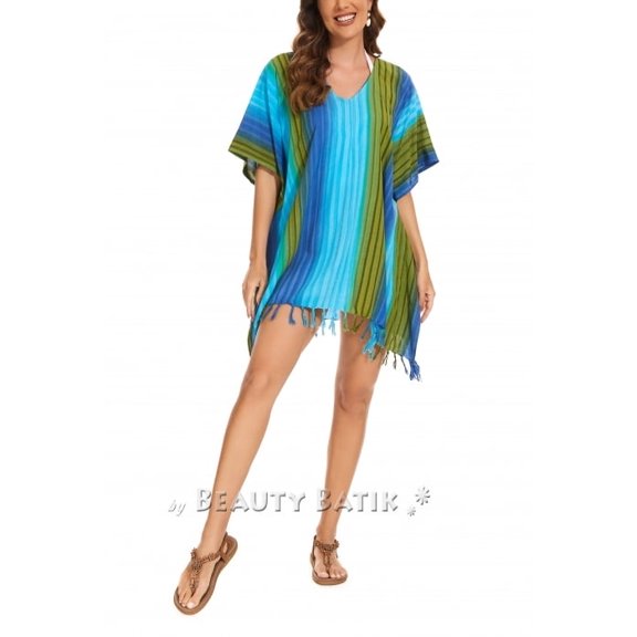 Beautybatik Multicoloured Boho Stripe Caftan Women Tunic Top Blouse Plus Size XL