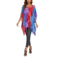 thumbnail image 1 of Beautybatik Multicoloured Women Boho Hippie Tie Dye Plus Size Tunic Blouse Kaftan Top 4x, 1 of 6
