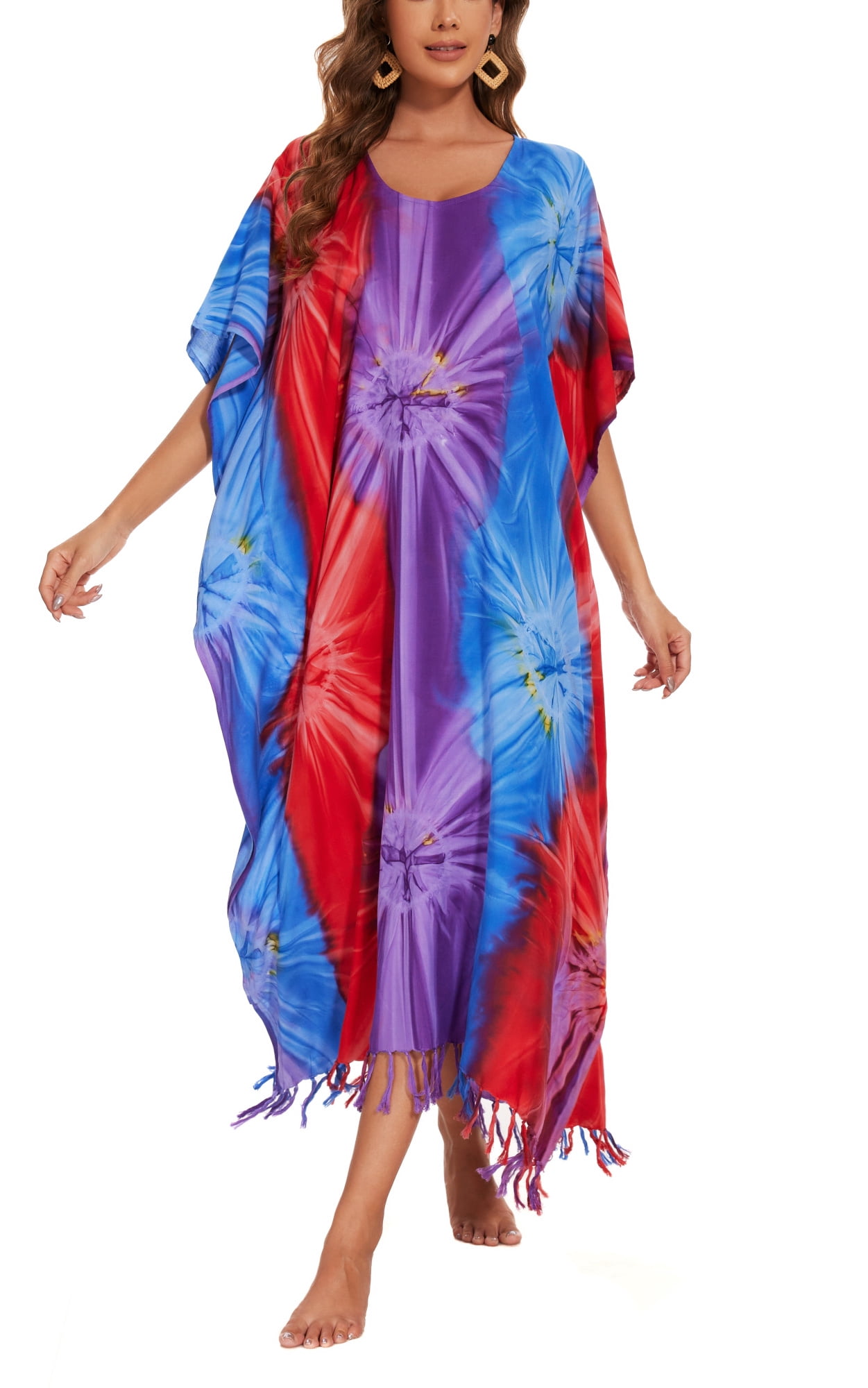 Grey Hippie Tie Dye Caftan Kaftan Loungewear Maxi Plus Size Long Dress 3x 4x 24 26 14292 Mu