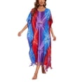 thumbnail image 1 of Beautybatik Multicoloured Women Hippie Tie Dye Caftan Kaftan Loungewear Maxi Plus Size Long Dress XL, 1 of 5