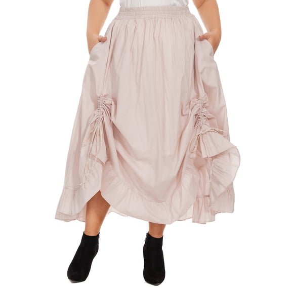 Beautybatik Oat Women Cotton BOHO Gypsy Long Maxi Victorian Renaissance Flare Skirt 3X