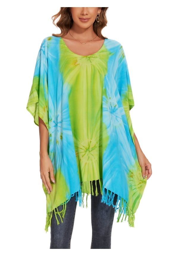 Olive Women Boho Hippie Tie Dye Plus Size Tunic Blouse Kaftan Top 2x