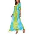 thumbnail image 1 of Beautybatik Olive Women Hippie Tie Dye Caftan Kaftan Loungewear Maxi Plus Size Long Dress 1X, 1 of 5