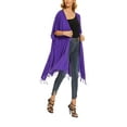 thumbnail image 1 of Beautybatik Purple Women Long Solid Kimono Cardigan Shawl Wrap Swimsuit Cover Up Jacket One Size, 1 of 5