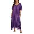 thumbnail image 1 of Beautybatik Purple Women Stripe Caftan Kaftan Loungewear Maxi Plus Size Long Dress 2X, 1 of 6