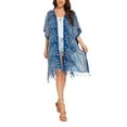 thumbnail image 1 of Beautybatik Teal blue Women HIPPIE Gypsy Boho Printed Kimono Cardigan Shawl Wrap Swimsuit Cover Up Jacket One Size, 1 of 5