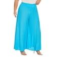 thumbnail image 1 of Beautybatik Turquoise Solid Rayon Women Flowy Loose Palazzo Wide Leg Flare Pants Trouser Plus Size 2X, 1 of 5