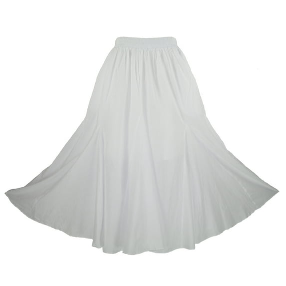 Beautybatik White Women Cotton BOHO Gypsy Long Maxi Godet Flare Skirt 2X