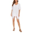 thumbnail image 1 of Beautybatik White Women Solid Tunic Blouse Kaftan V neck Loose Top Plus Size 3X, 1 of 6