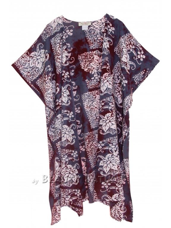 Wine Women HIPPIE Gypsy Hand Batik Kimono Cardigan Shawl Wrap Swimsuit Cover Up Jacket One Size