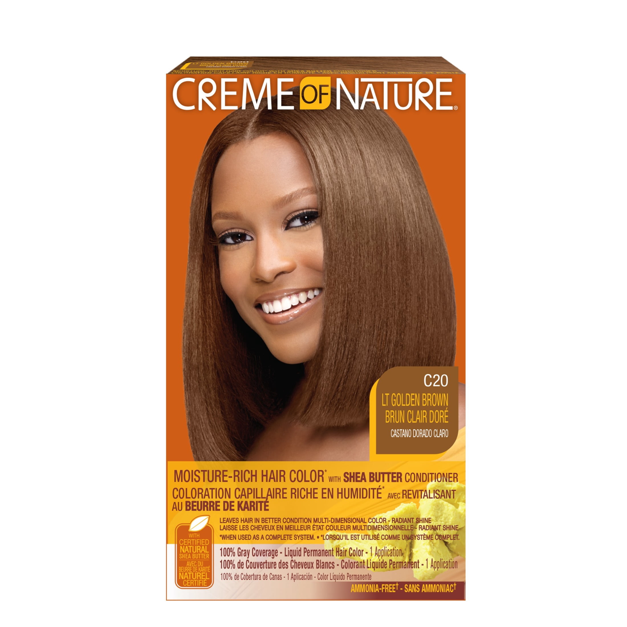 Creme of Nature® Moisture-Rich Hair Color* Light Golden Brown C20, Ammonia Free Hair Dye Kit, 1 Pack