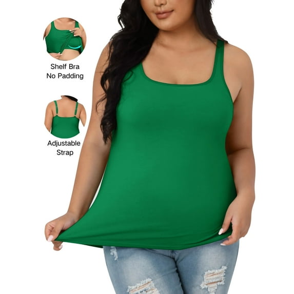 Beautyin Plus Size Tank Top for Women Adjustable Spaghetti Wide Straps Sleeveless T-shirts Cami