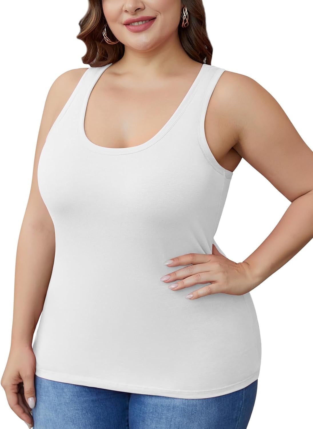 Beautyin Plus Size Womens Tank Tops with Shelf Bra Racerback Workout Tops Yoga Shirt Summer Cotton Undershirt