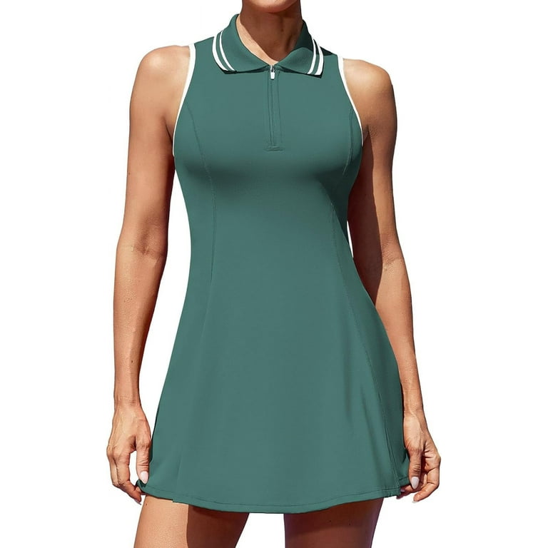 Beautyin Tennis Dress Golf Exercise Dresses with Shorts and Pockets Polo Collar Zipper Athletic Dresses Tennis Dress Walmart