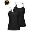 thumbnail image 1 of ANFERRY Womens Cotton Camisoles with Shelf Bra Solid Basic Spaghetti Straps Tank Tops Camis Pack of 2, 1 of 11