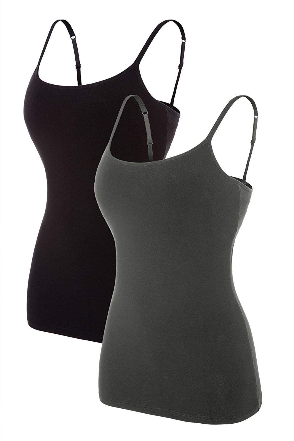 Beautyin Women Cotton Camisole Shelf Bra Solid Basic Tank Top Pack