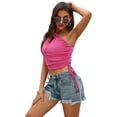 thumbnail image 1 of Beautyin Women Drawstring Ruched Tank Top Sleeveless One Shoulder Cami, 1 of 5