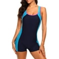thumbnail image 1 of Beautyin Women One Piece Swimsuits Boyleg Sports Training Modest Swimwear Splice Color Bathing Suits XS-2XL, 1 of 7