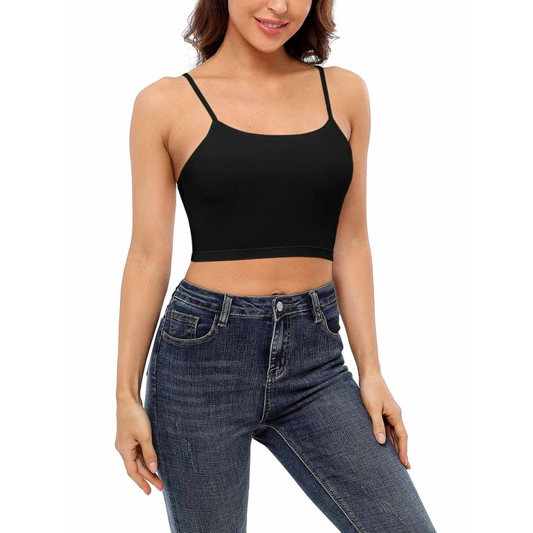 Beautyin Women Short Cami Tank Top Adjustable Spagetti Strap with Shelf Bra Cotton Undershirt