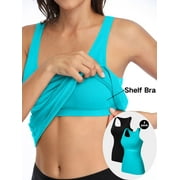 ANFERRY Women Tank Top with Shelf Bra Cotton Camisole Undershirt Pack of 2