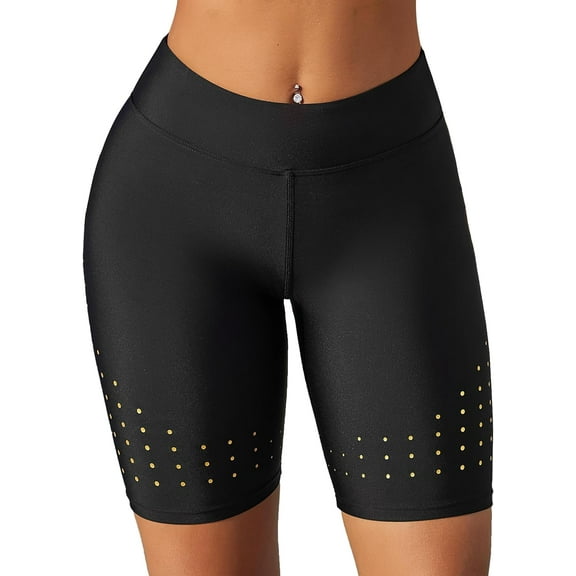 Beautyin Women's Dot Print Design High Waisted Swim Shorts Quick Dry UPF50+ Board Shorts with Liner