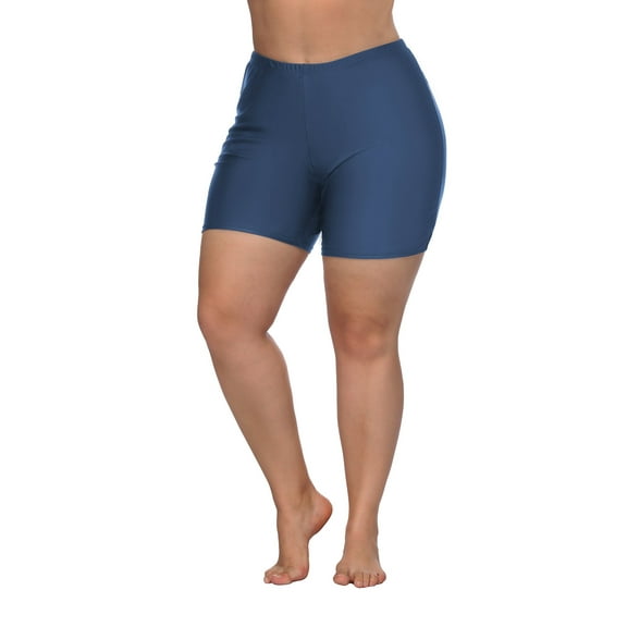 Beautyin Women's Plus Size Swim Shorts High Waist Boyshorts Solid Swim Trunks