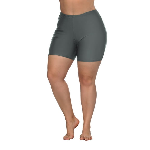 Beautyin Women's Plus Size Swim Shorts High Waist Boyshorts Solid Swim Trunks