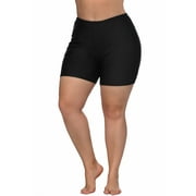 Beautyin Women's Plus Size Swim Shorts High Waist Boyshorts Solid Swim Trunks